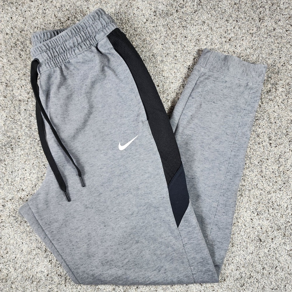 Nike Joggers Mens Large Gray Dri-FIT Mesh Side Panel Excellent